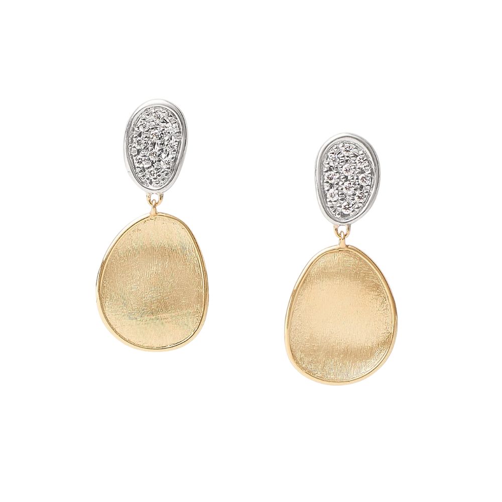 Marco Bicego Lunaria Collection 18k Yellow Gold Petite Diamond Double Drop Earrings